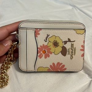 Coach floral zip card case